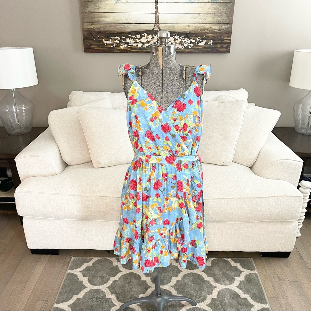 XS S XL XXL NWT blue red yellow floral print floral dress - Picture 4 of 10